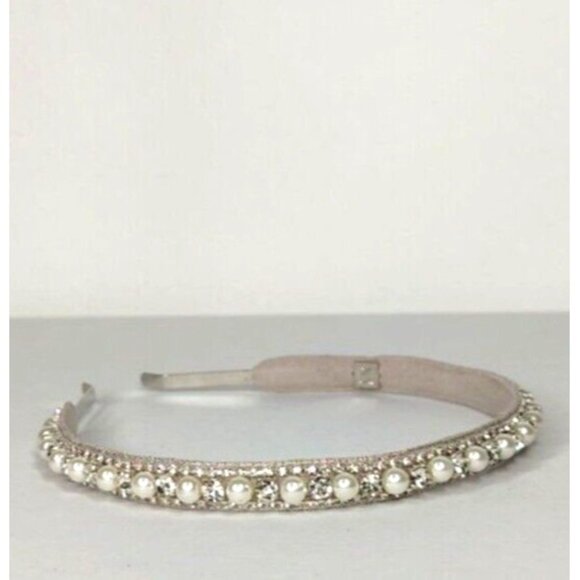 Anthropologie Deepa Gurnani Headband Pearls Crystals Silver Bridal Stace… - Picture 4 of 12